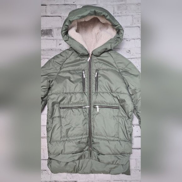 Joe Fresh Green Puffer Coat with Sherpa Lined Hood - Picture 4 of 11